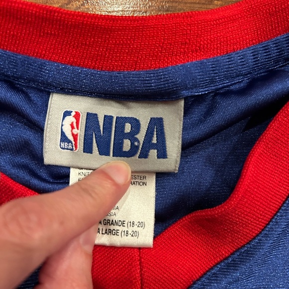 Detroit Pistons Ben Wallace Jersey Size 18 / 20 Youth NBA Blue Red - Picture 3 of 6